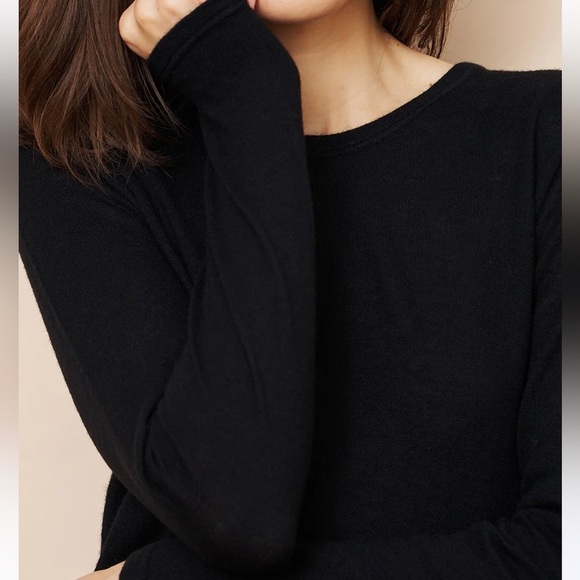 NEW MAJESTIC FILATURES cashmere long sleeve crew top in black size M (3) - Picture 5 of 9